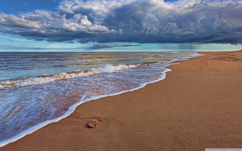 Beach with Waves — Blue, Dramatic, Afternoon