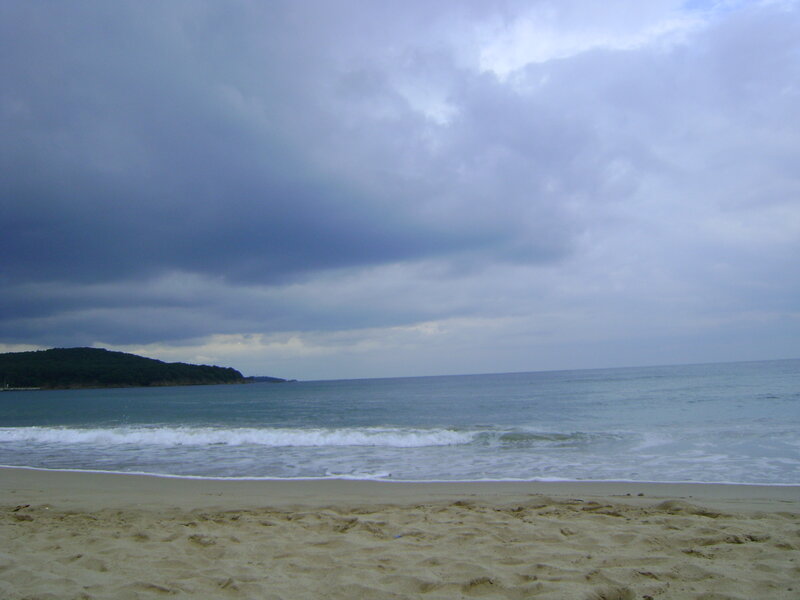 Beach with Waves — Blue, Overcast
