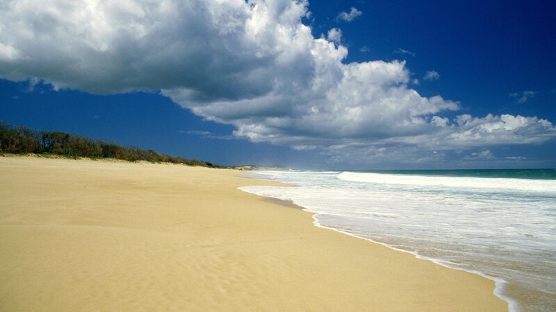 Beach with Waves — Blue, Serene, Afternoon, Photograph