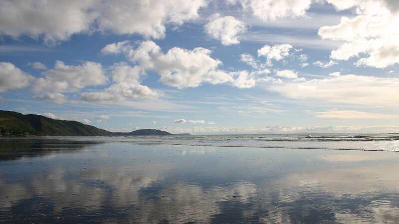 Beach with Wet Sand — Blue, Serene