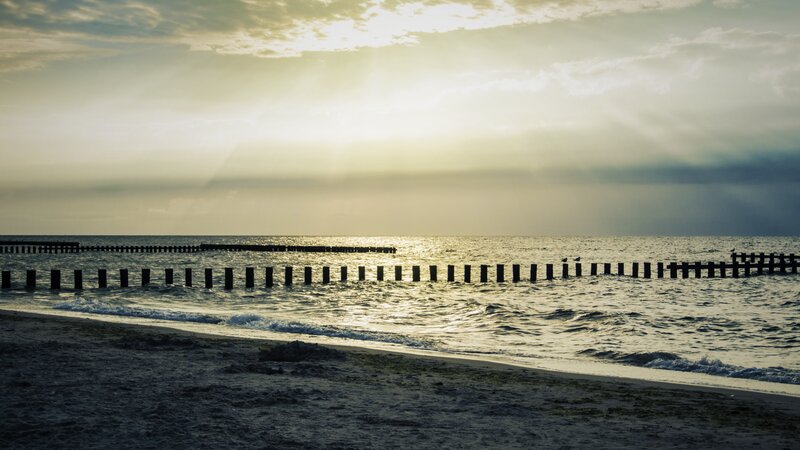 Beach with Wooden Breakwaters