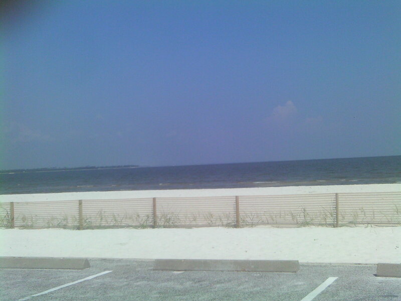 Beach with Wooden Fence — Blue
