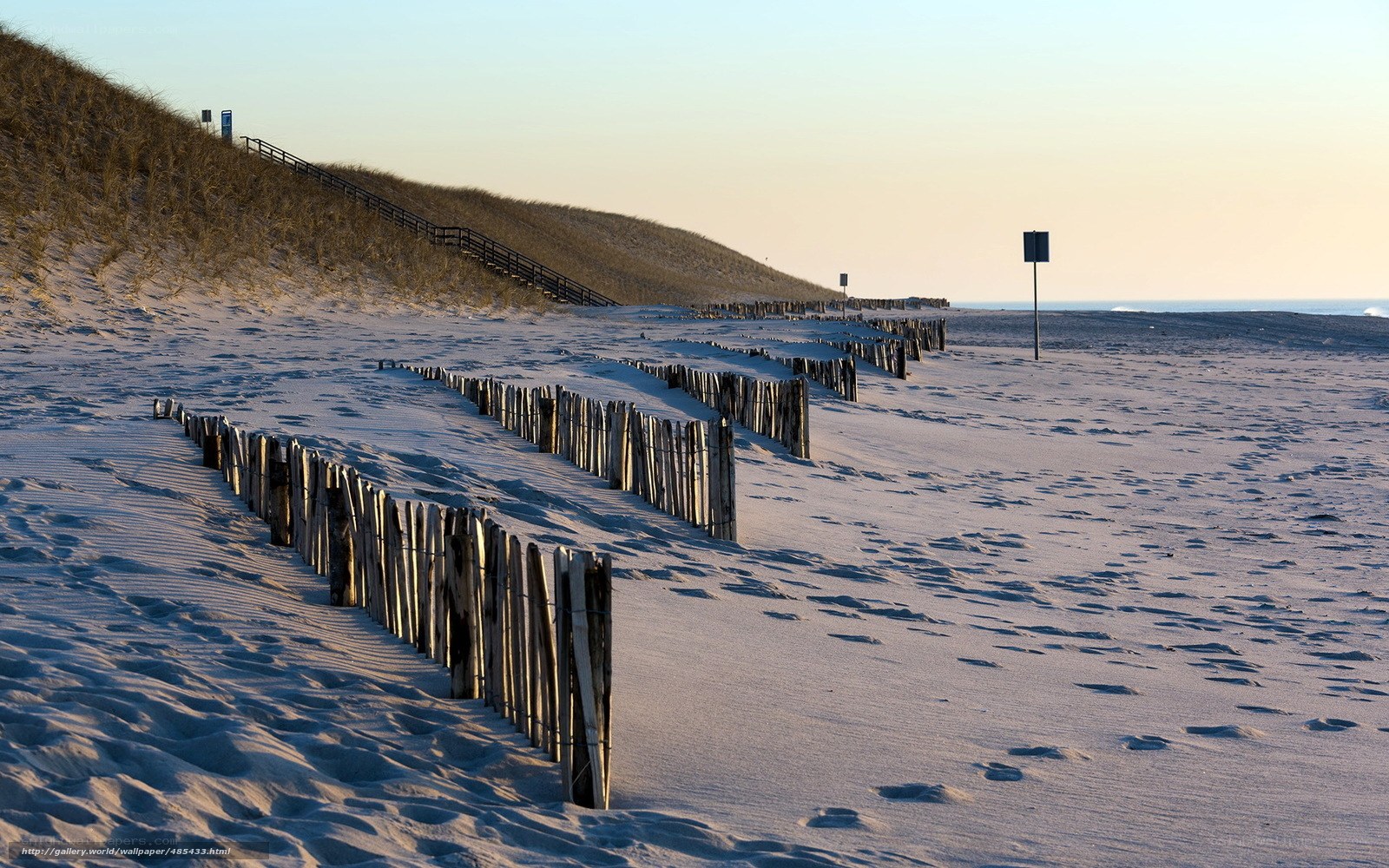 Beach with wooden fences