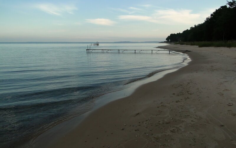 Beach with Wooden Pier — Blue