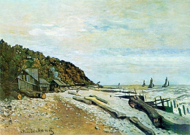 Beach with Wooden Structures
