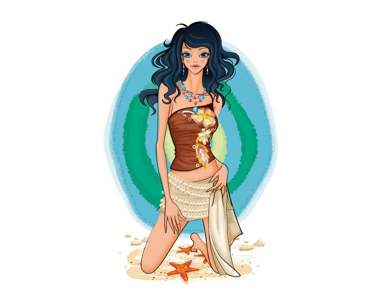 beach woman illustration