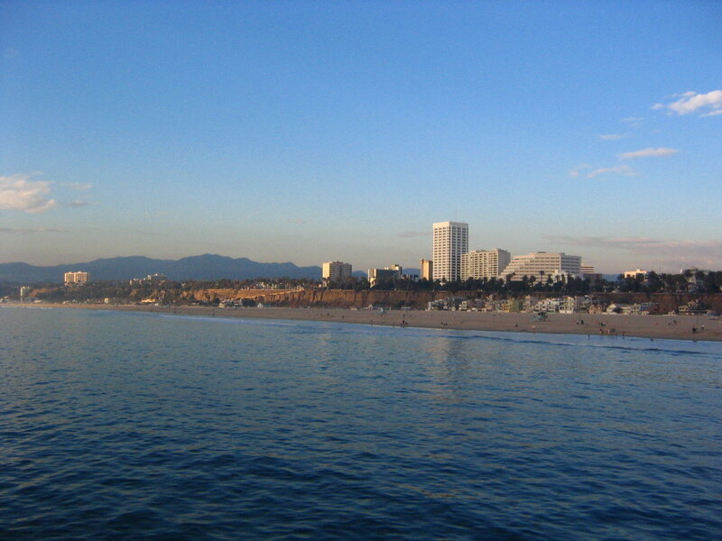beachfront cityscape at dusk