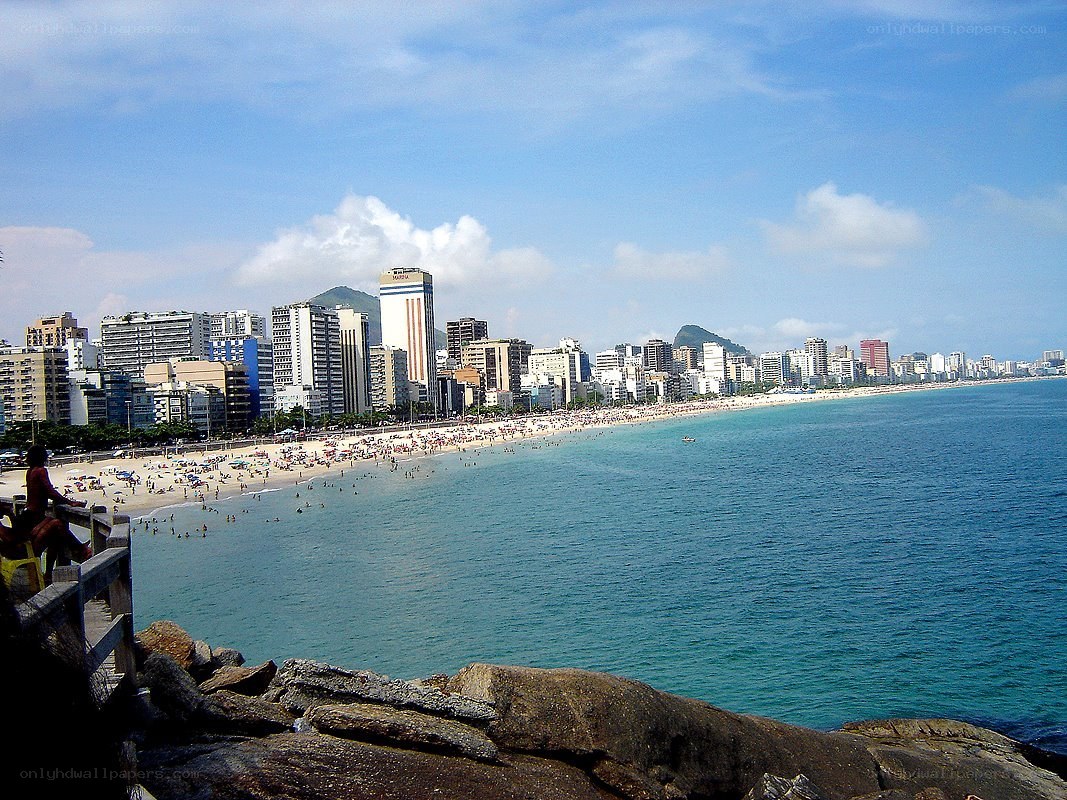 beachfront cityscape with skyscrapers