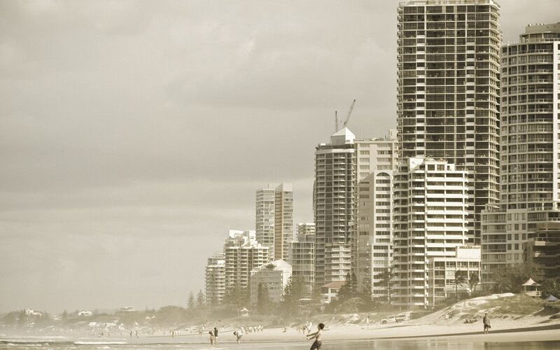 beachfront high-rises on a cloudy day
