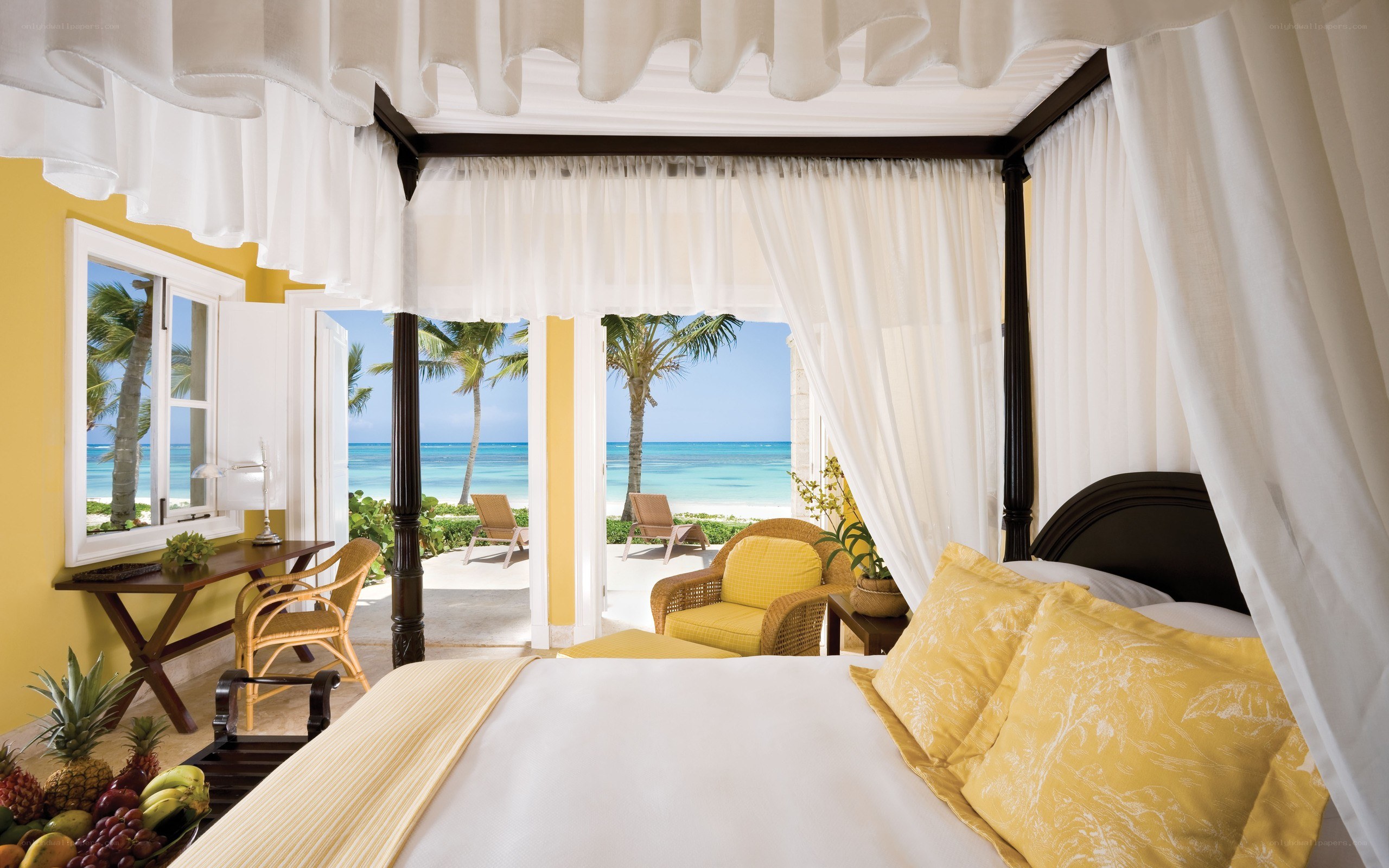 Beachfront hotel room with ocean view