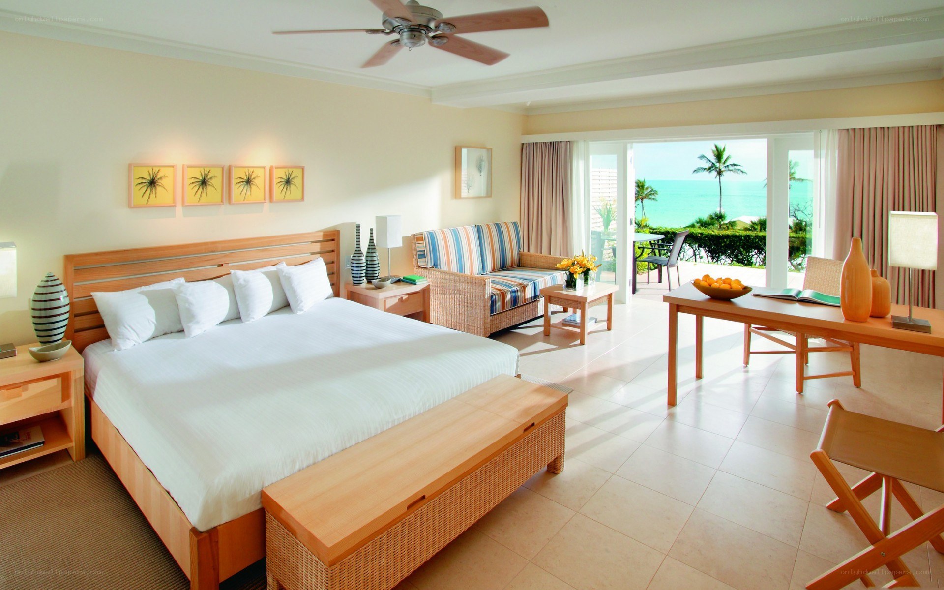 Beachfront hotel room with ocean view