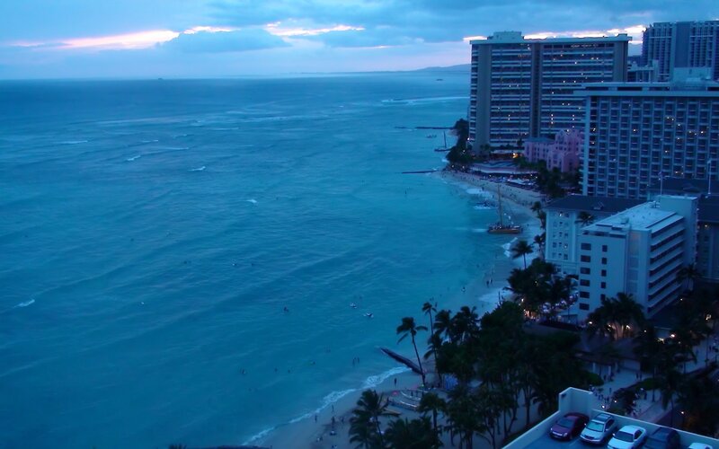Beachfront Hotels at Dusk