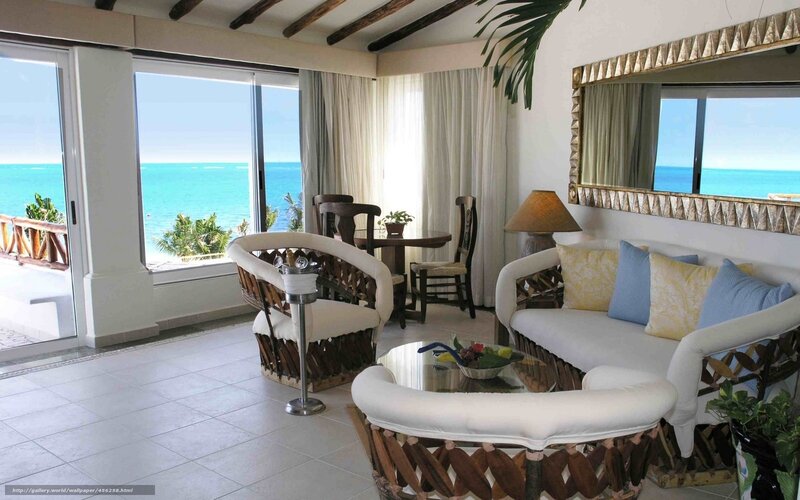 Beachfront living room with ocean view