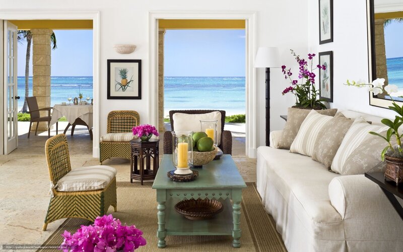 Beachfront living room with ocean view