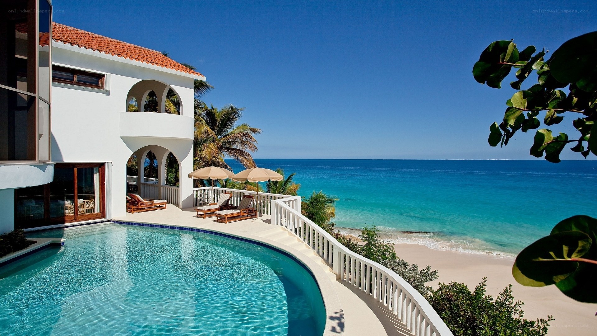 Beachfront villa with pool