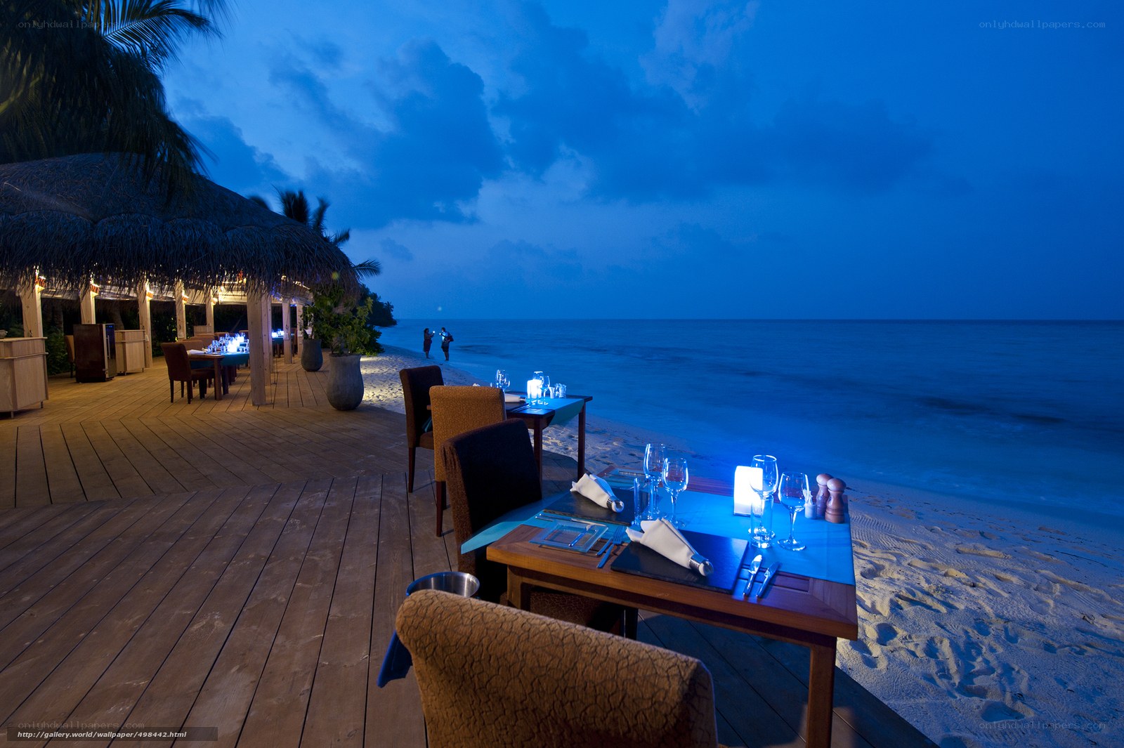 Beachside dining at dusk