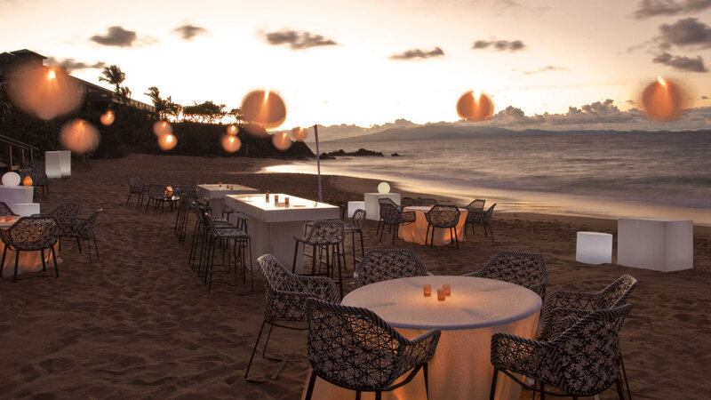 Beachside Dining Setup — Orange, Serene