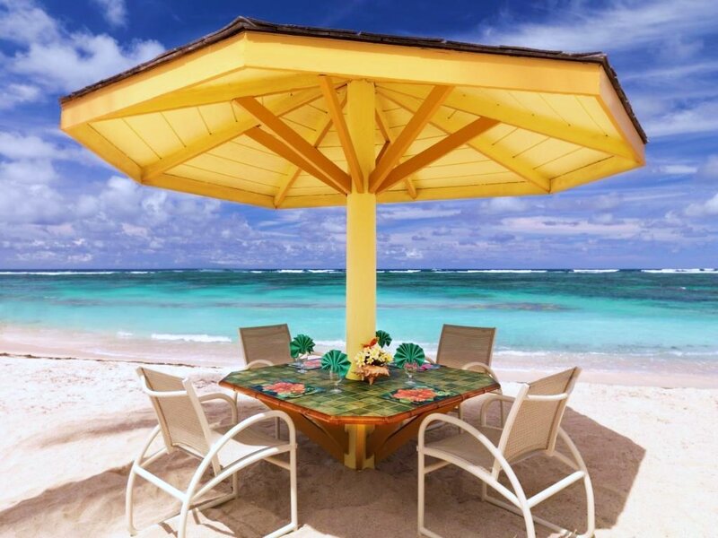 Beachside dining setup
