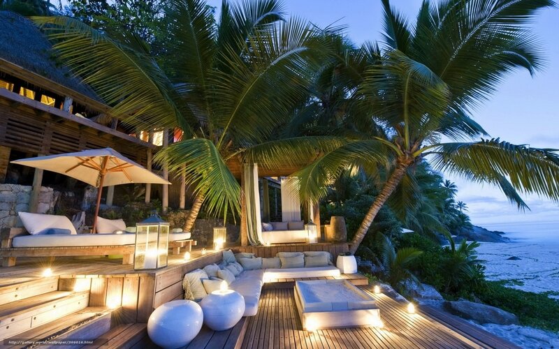 Beachside Lounge Area — Brown, Serene, Sunset