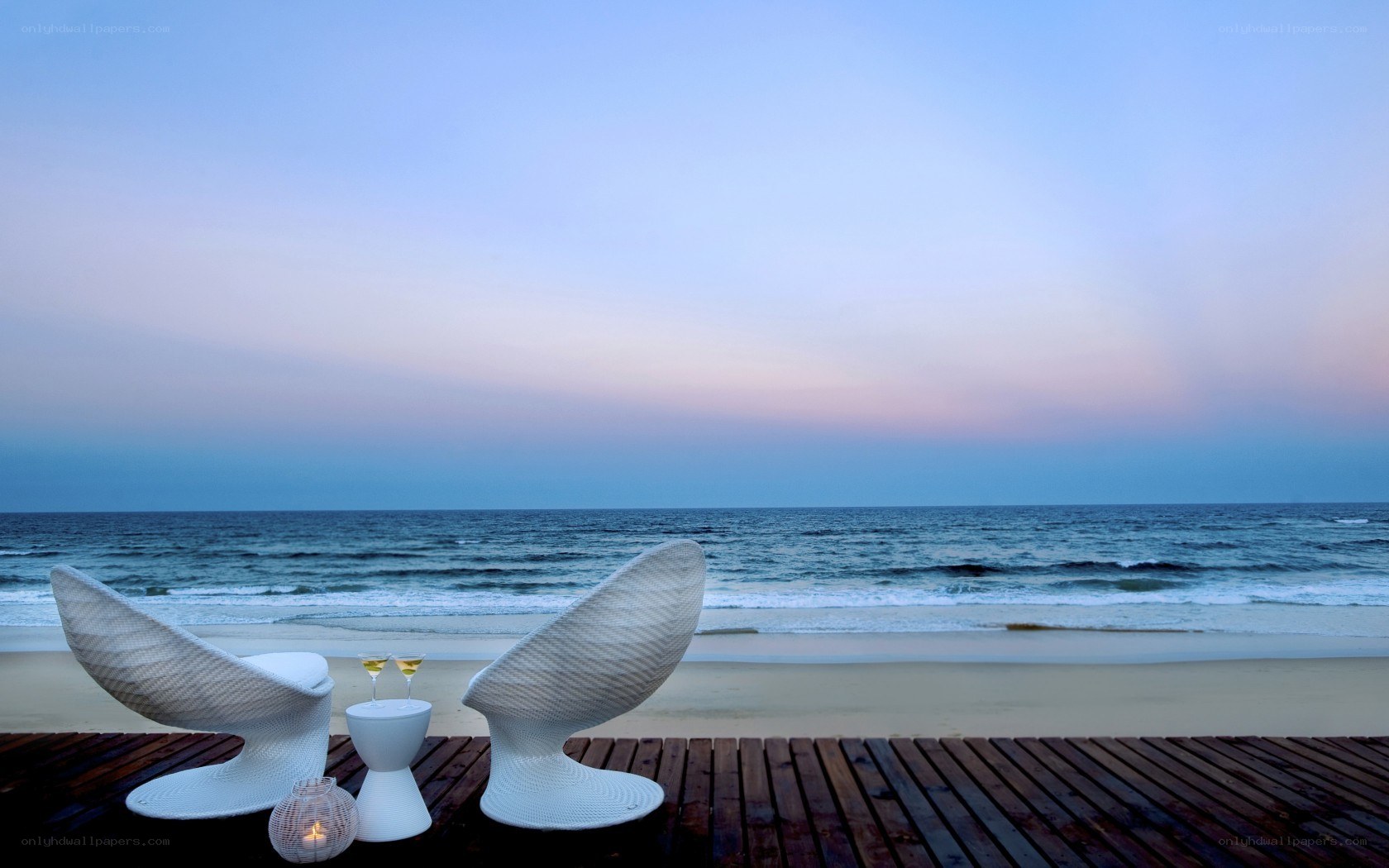 Beachside lounge at dusk