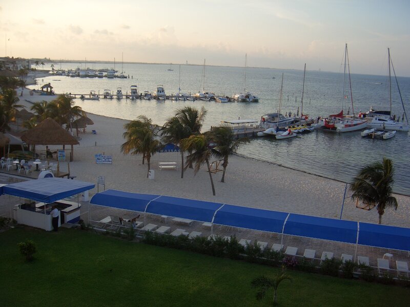 Beachside marina at dusk