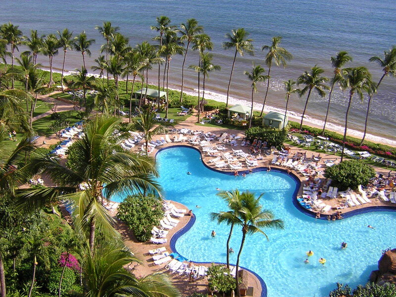 beachside resort pool view