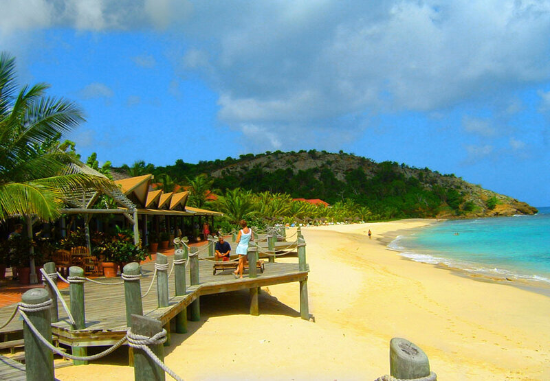 Beachside resort with wooden pier