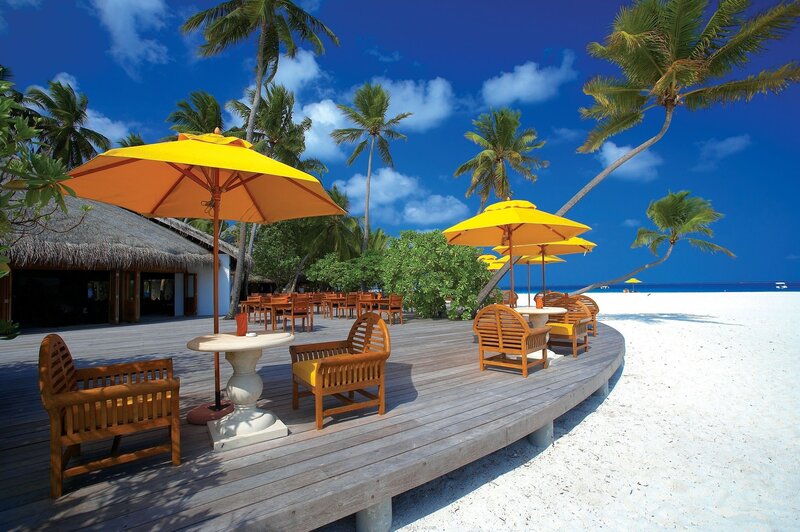 Beachside Seating Area — Blue, Serene, Afternoon