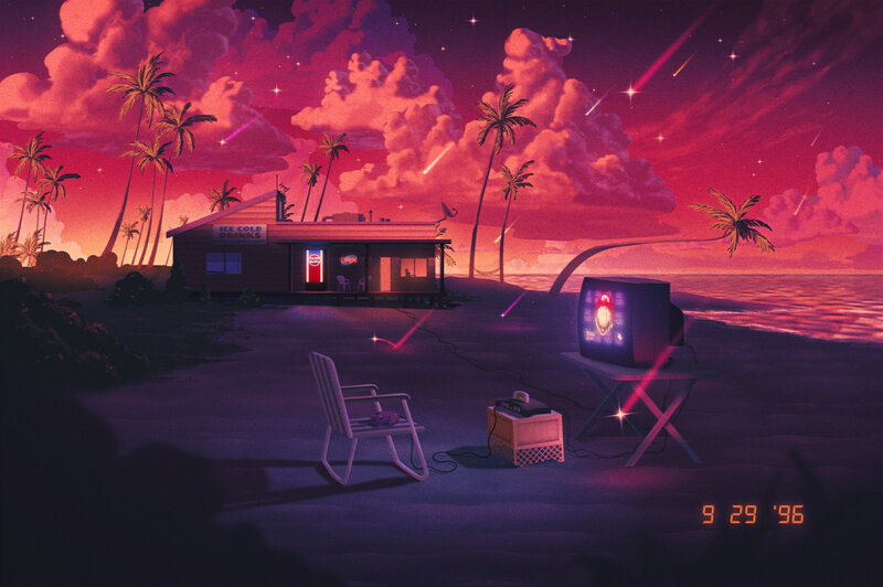 Beachside Shack at Night