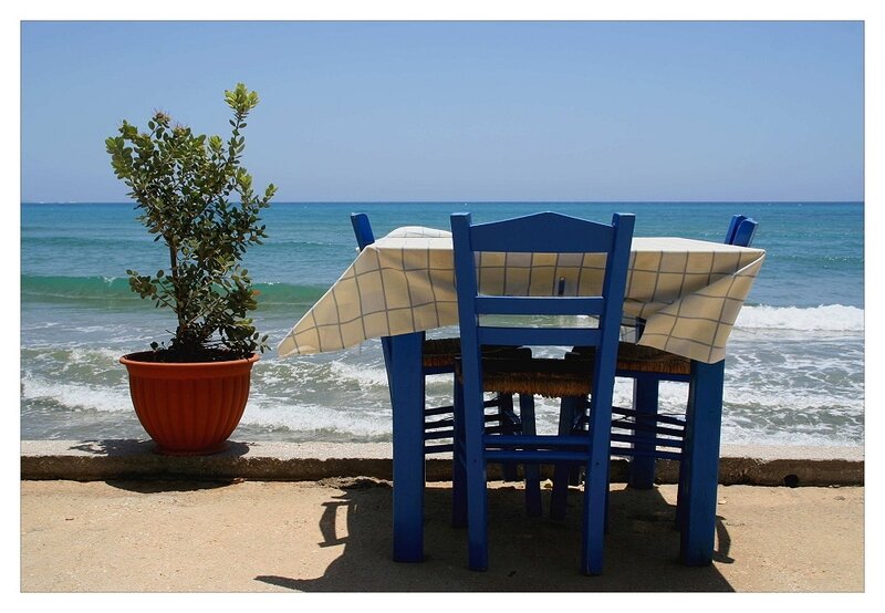 Beachside table with ocean view