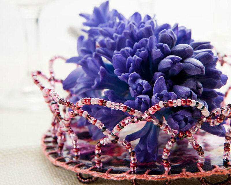 Beaded Basket with Flowers