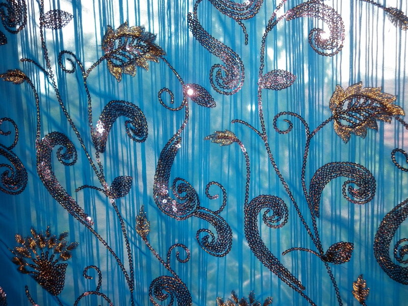 Beaded Fabric with Floral Pattern