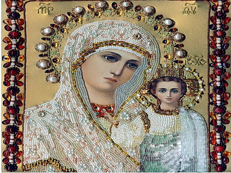 Beaded Icon of Virgin Mary