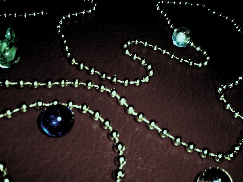 Beaded Necklaces on Leather — Black