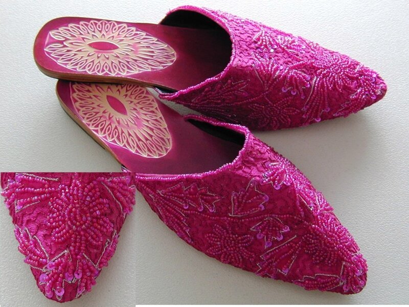 Beaded Pink Mules