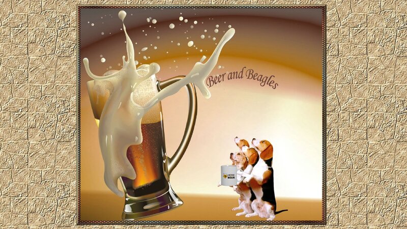 Beagle Dogs with Beer