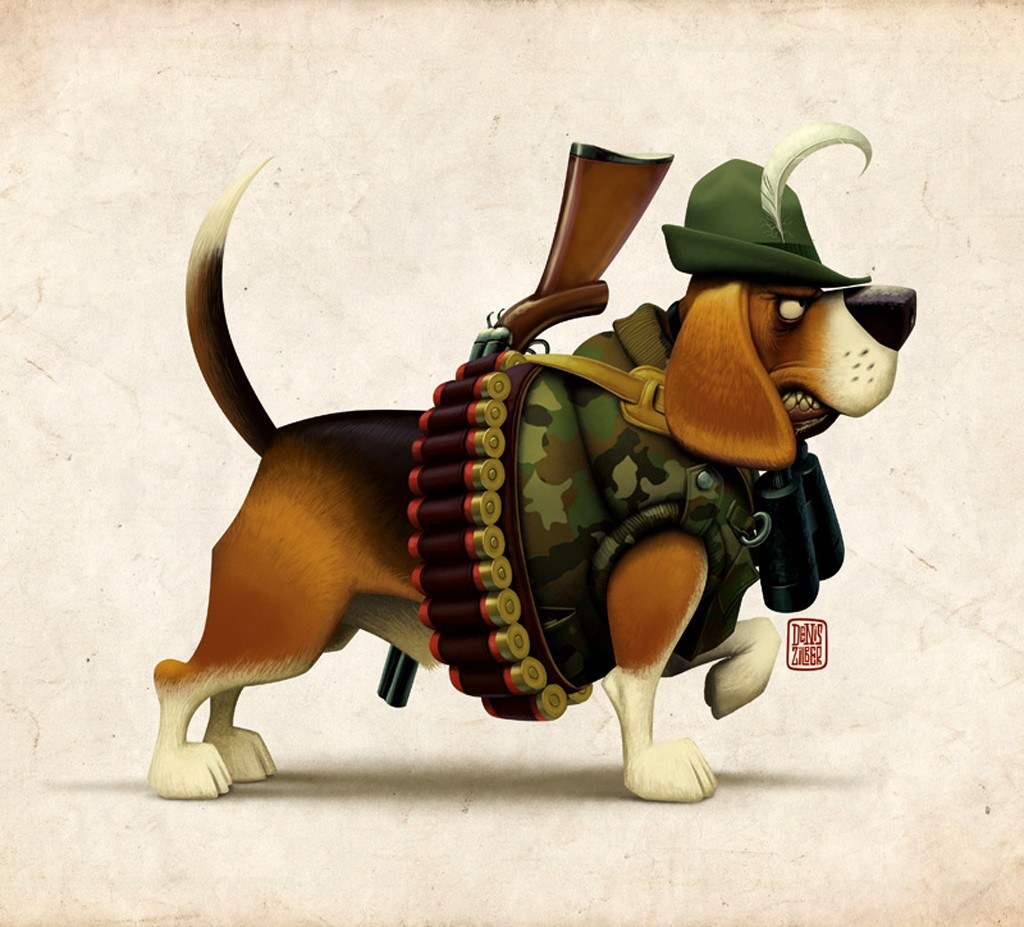beagle soldier with rifle