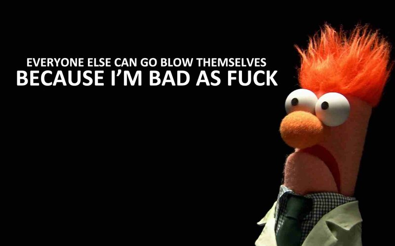 Beaker meme with bold text