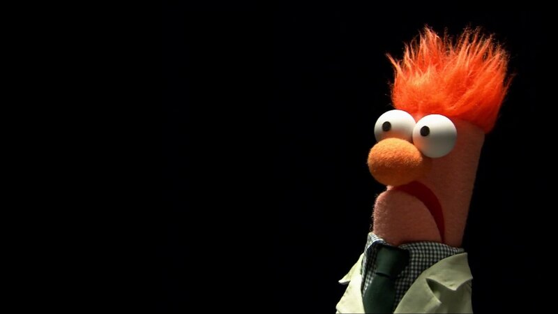 Beaker puppet on black background