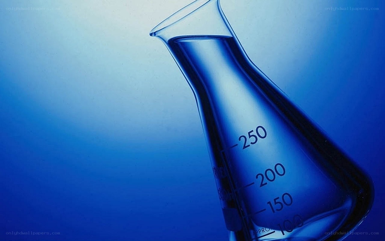 beaker with blue liquid