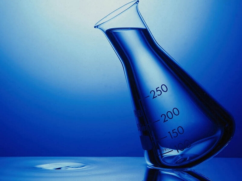 Beaker with Blue Liquid — Calm, Photograph