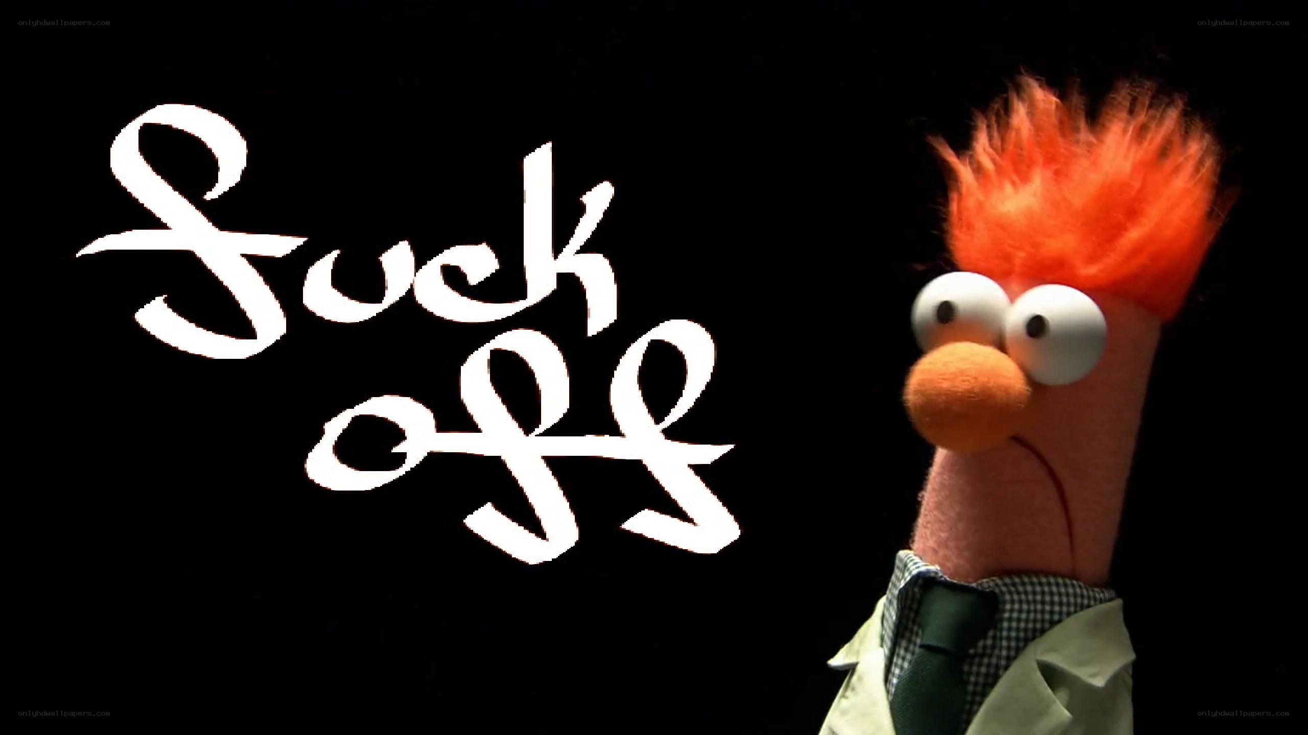 Beaker with 'Suck Off' text