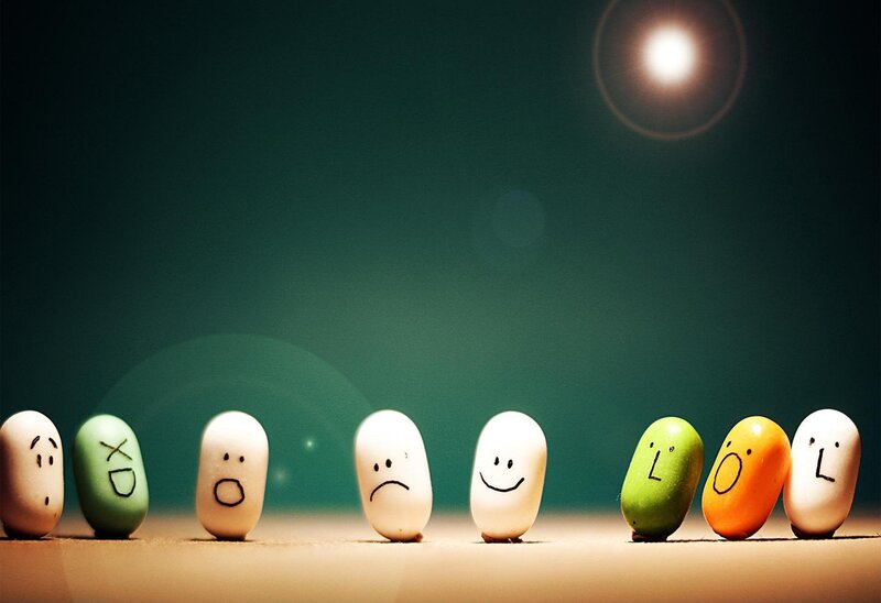 Beans with Faces in Row
