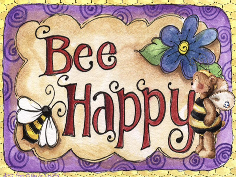 Bear and Bee Illustration — Purple