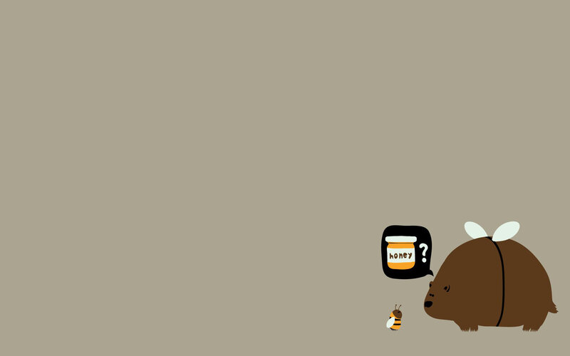 bear and bee with honey