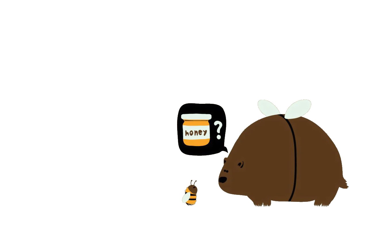 bear and bee with honey