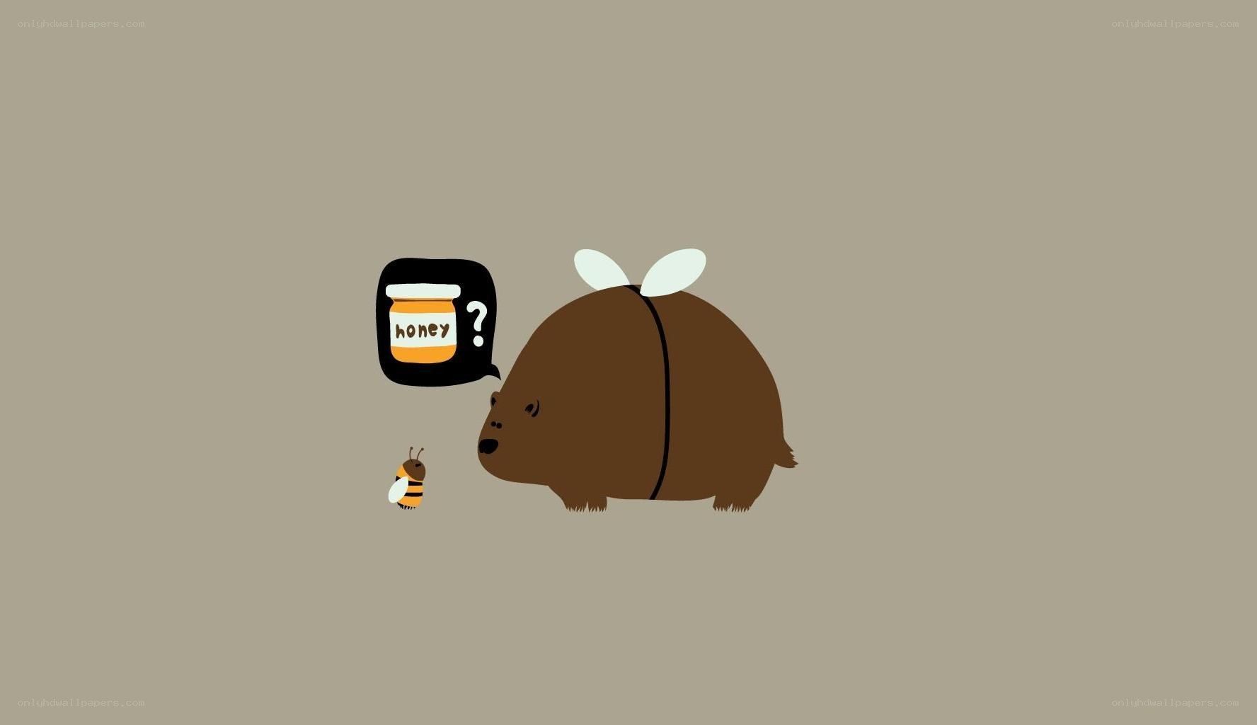 bear and bee with honey