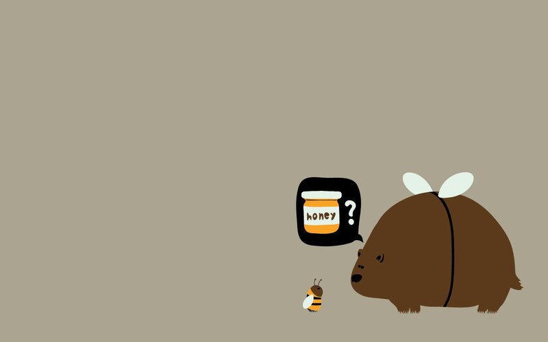 Bear and Bee with Honey — Brown, Calm