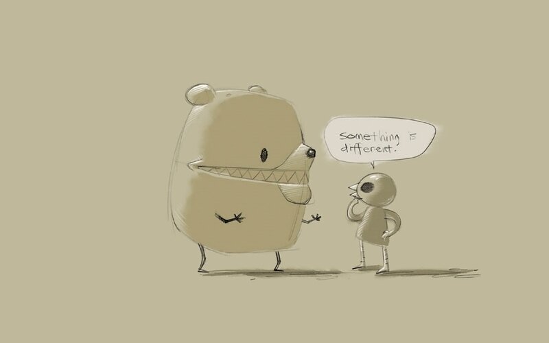 Bear and bird conversation