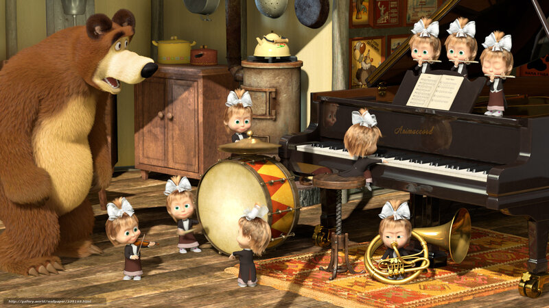 Bear and children musicians